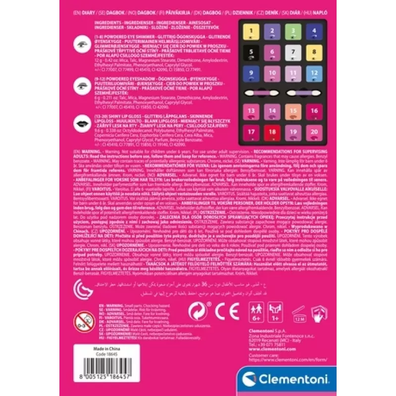 Clementoni Make-up Diary, donna, 1 pz., 150 mm, 30 mm, 210 mm