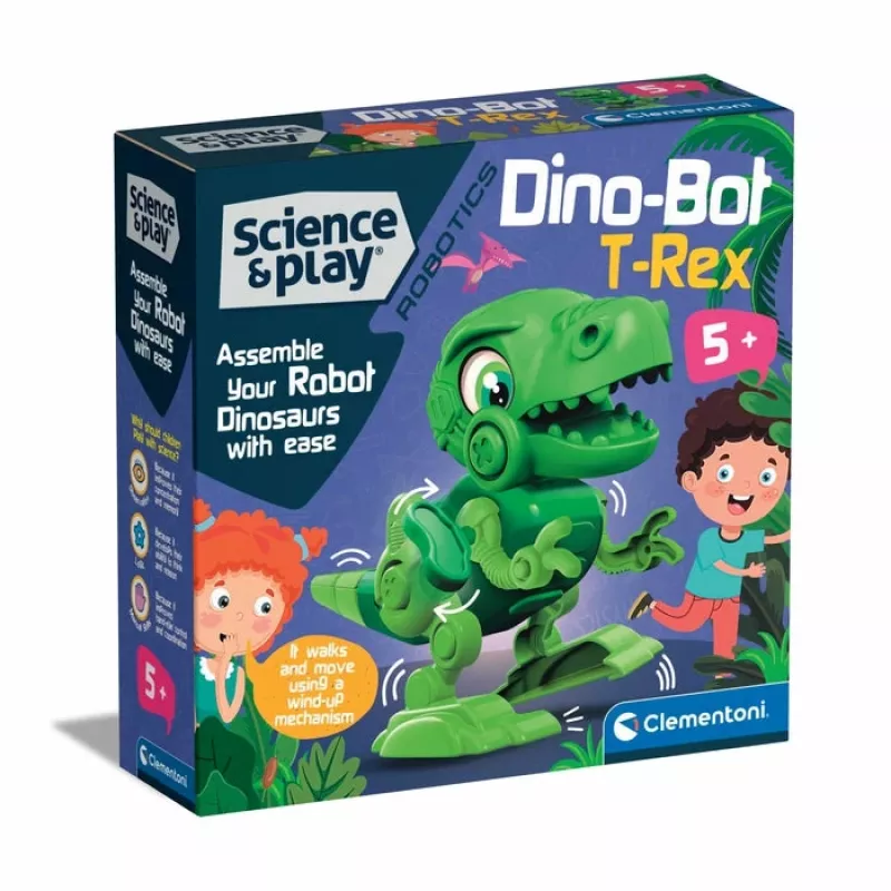 Clementoni Science & Play Dino Bot T-Rex Junior, robot dinosauro, 5 anni