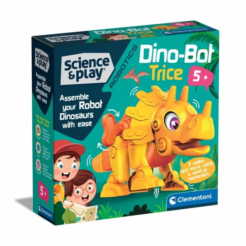 Clementoni Dino Bot Triceratops Junior, robot dinosauro, 5 anni