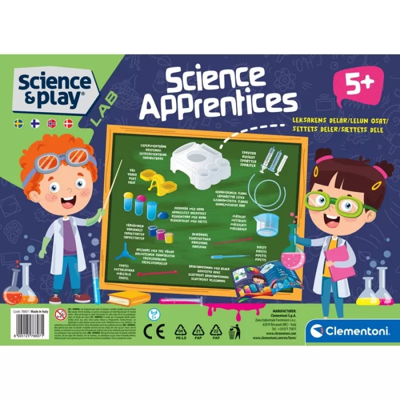 Clementoni Science & Play Science Apprentices, kit di esperimenti, assortito, 5 anni