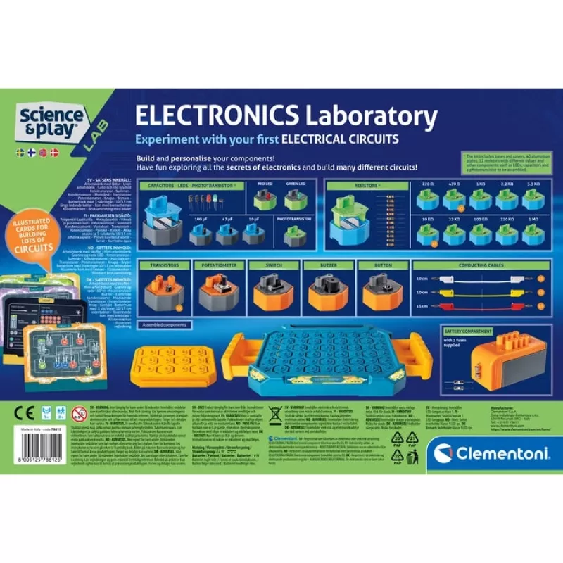 Clementoni Science & Play laboratorio elettronico, kit di esperimenti, elettricità, 8 anni, colori assortiti
