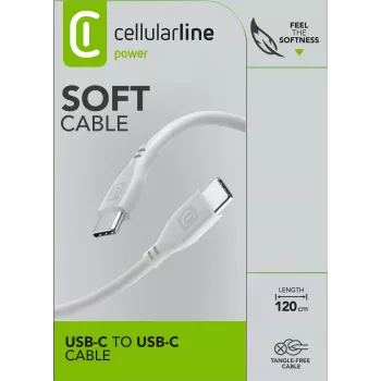 Cellularline cavo Soft 120 cm - USB-C a USB-C cavo soft-touch