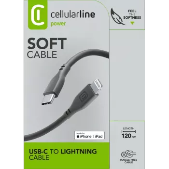 Cellularline cavo Soft 120 cm – USB-C a Lightning, cavo soft-touch
