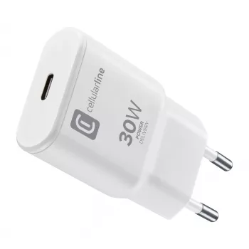 Cellularline GAN caricatore da parete USB-C 30W PD caricatore da parete USB-C 30W PD con tecnologia GaN