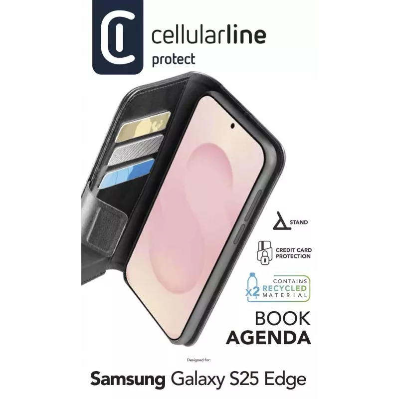 Cellularline Book Agenda Galaxy S25 Edge custodia a libro in similpelle con chiusura magnetica