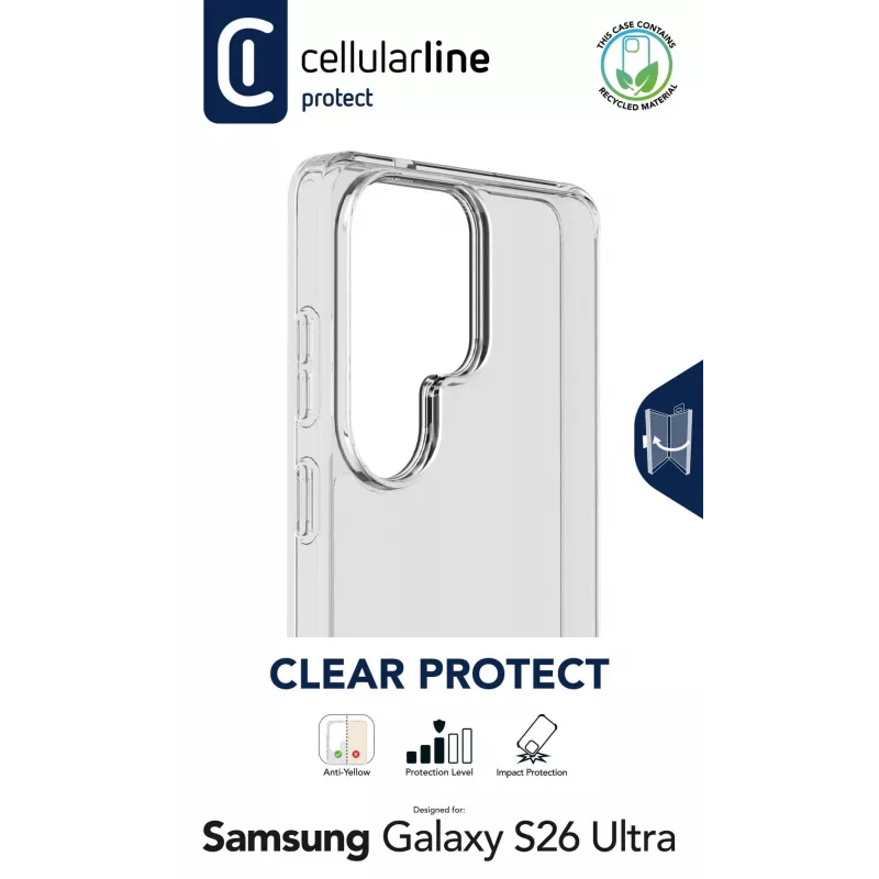 Cellularline Clear Protect - Galaxy S26 Ultra cover rigida con bordi in gomma