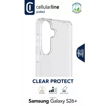 Cellularline Clear Protect - Galaxy S26+ cover rigida con bordi in gomma