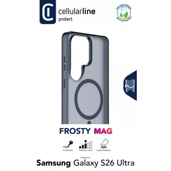 Cellularline FROSTY MAG - Galaxy S26 Ultra cover semitrasparente con superficie opaca e bordi colorati, compatibile con l'ecosistema Qi2 e gli accessori magnetici per Samsung.