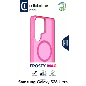 Cellularline FROSTY MAG - Galaxy S26 Ultra cover semitrasparente con superficie opaca e bordi colorati, compatibile con l'ecosistema Qi2 e gli accessori magnetici per Samsung.