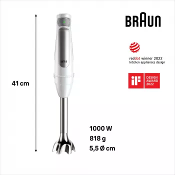 Braun MultiQuick 7 MQ7035IWH 0,6 L frullatore a immersione 1000 W acciaio inox, bianco