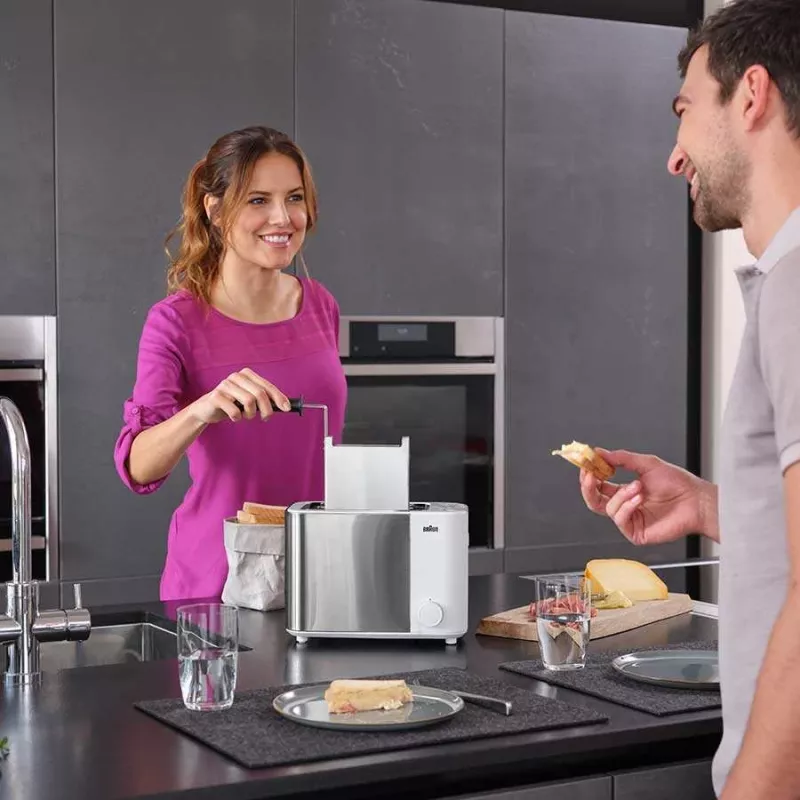 Braun GRILLE-PAIN HT5015WH 13 2 fette 1000 W grigio, bianco