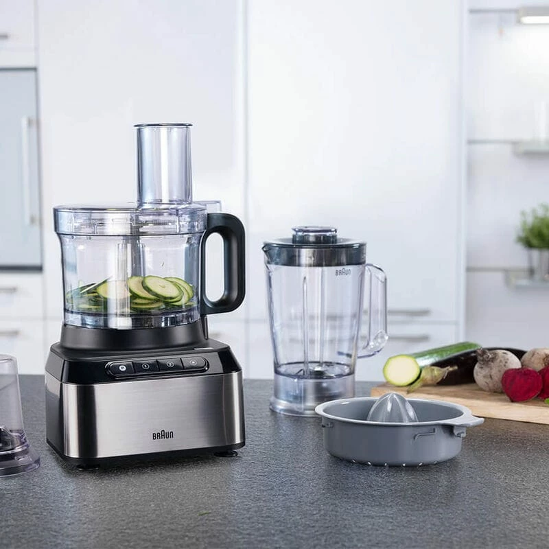 Braun FP 3233 SI Robot da cucina 800 W 2,1 L nero, acciaio inox