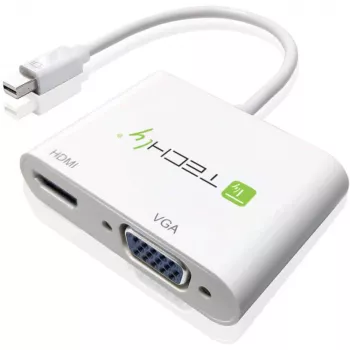 Techly Adattatore Mini DisplayPort a HDMI/VGA, 0,15 m, Mini DisplayPort, HDMI + VGA (D-Sub), connettore maschio, connettore femmina, 1920 x 1200 pixel