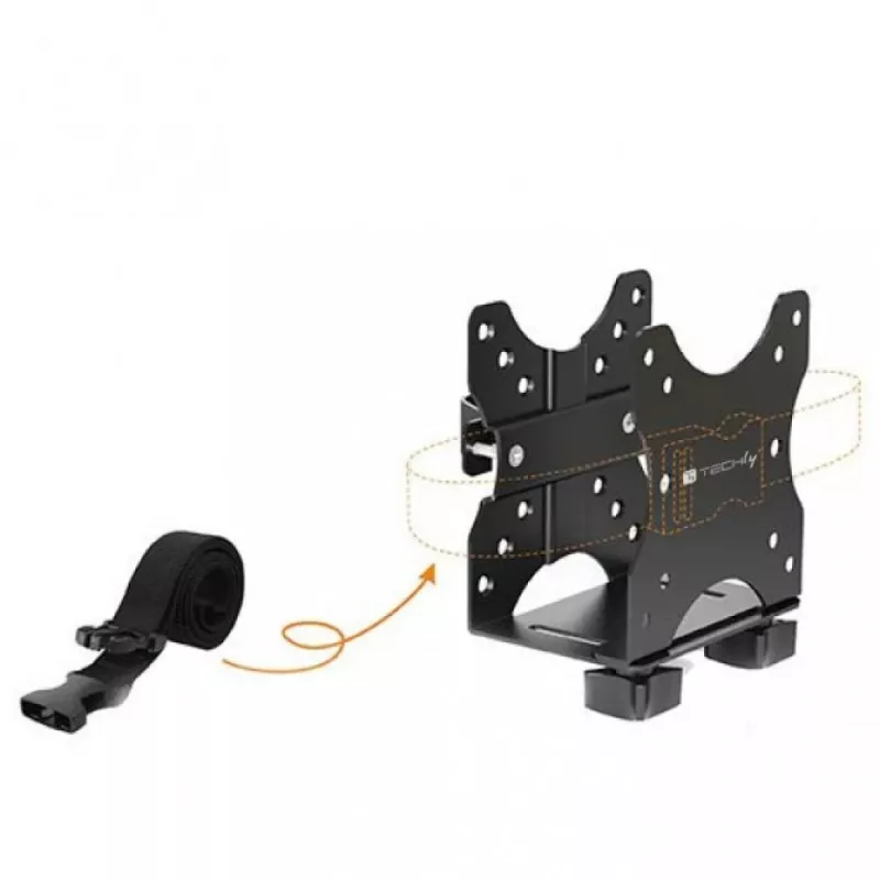 Techly Supporto CPU regolabile sottoscrivania, 5 kg, 75 x 75 mm, 100 x 100 mm, nero