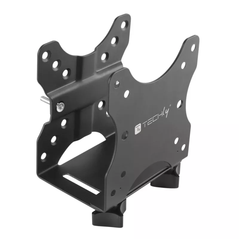 Techly Supporto CPU regolabile sottoscrivania, 5 kg, 75 x 75 mm, 100 x 100 mm, nero