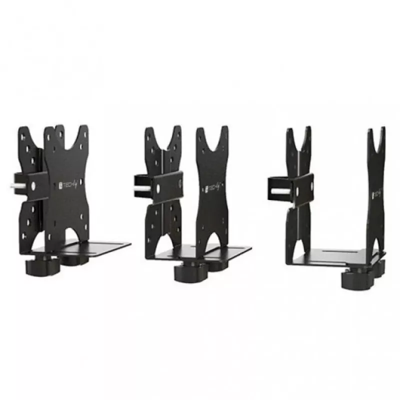 Techly Supporto CPU regolabile sottoscrivania, 5 kg, 75 x 75 mm, 100 x 100 mm, nero