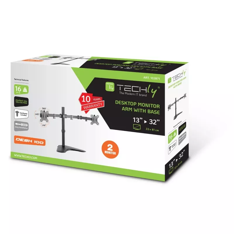 Techly ICA-LCD 2524 Supporto / piedistallo per monitor 81,3 cm (32 inch) da tavolo nero
