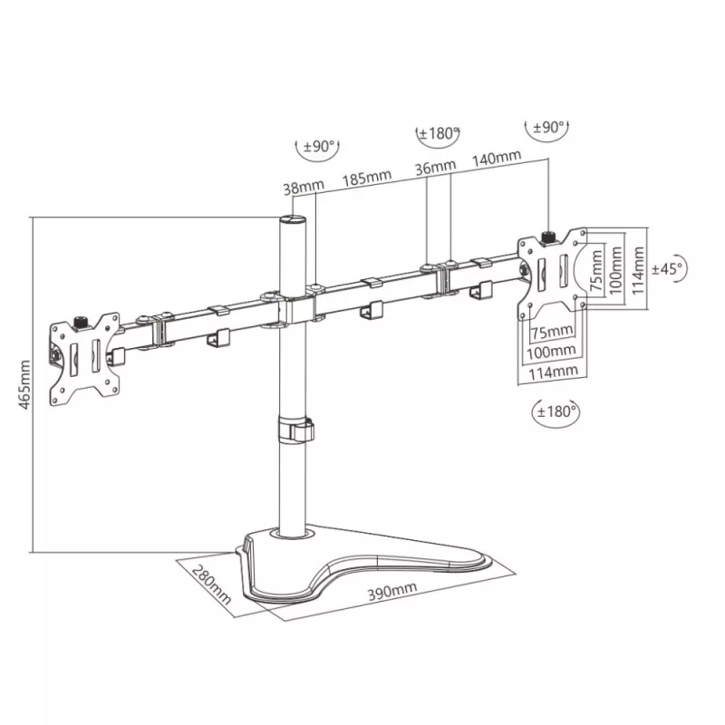 Techly ICA-LCD 2524 Supporto / piedistallo per monitor 81,3 cm (32 inch) da tavolo nero