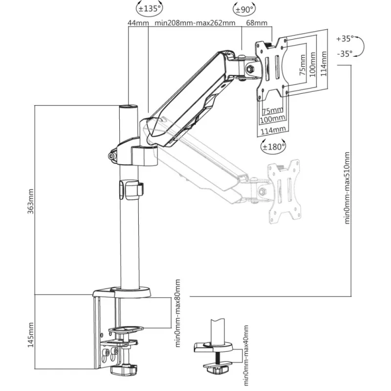 Techly ICA-LCD 515B Supporto / piedistallo per monitor 81,3 cm (32 inch) da scrivania nero