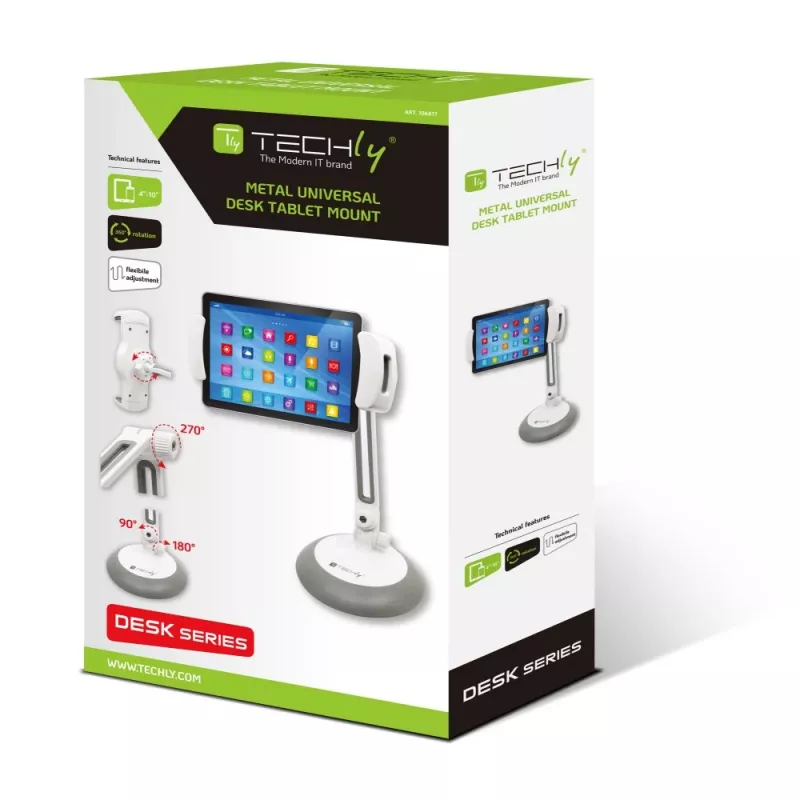 Techly Supporto universale da scrivania per smartphone e tablet fino a 10 inch
