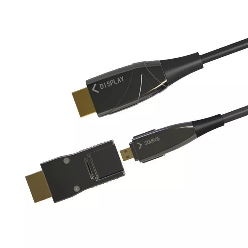 Techly Cavo in fibra ottica AOC HDMI A/A Micro HDMI 4K 10 m, 10 m, HDMI Type-A (standard), HDMI Type-D (Micro), 3D, 18 Gbit/s, nero