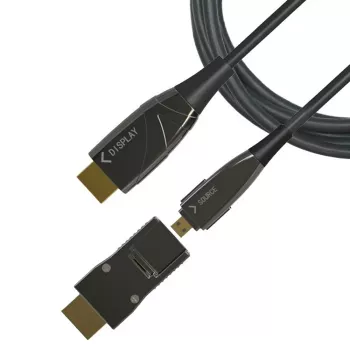 Techly Cavo in fibra ottica AOC HDMI A/A Micro HDMI 4K 50 m, 50 m, HDMI Type-A (standard), HDMI Type-D (Micro), 3D, 18 Gbit/s, nero