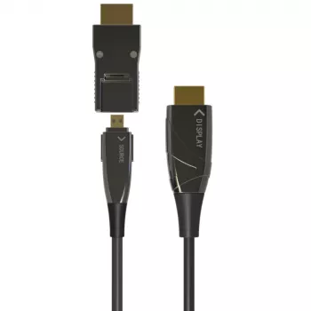 Techly Cavo in fibra ottica AOC HDMI A/A Micro HDMI 4K 50 m, 50 m, HDMI Type-A (standard), HDMI Type-D (Micro), 3D, 18 Gbit/s, nero