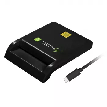 Techly Lettore/scrittore di smartcard compatto USB-C™ bianco, USB 2.0, 1,5 m, nero, 102 g