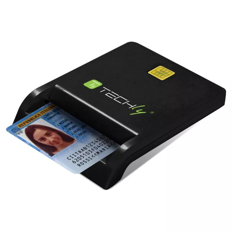 Techly Lettore/scrittore di smartcard compatto USB-C™ bianco, USB 2.0, 1,5 m, nero, 102 g
