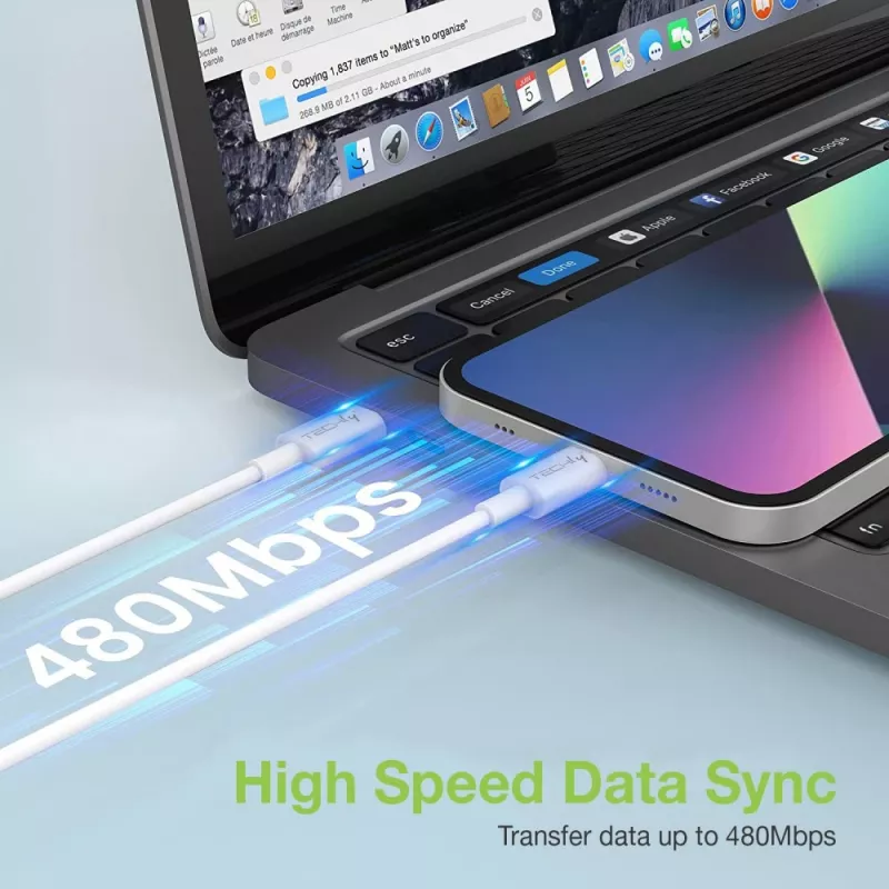 Techly Cavo di ricarica e sincronizzazione USB-C a Lightning 1 m bianco