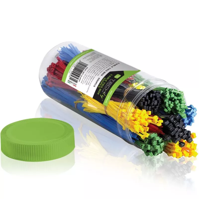 Techly ISWT-SET-CL600T Fascette per cavi fascette multiuso in nylon multicolore 600 pz.