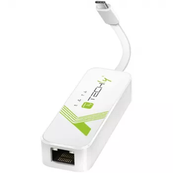 Techly Adattatore da USB 3.1 Type-C a RJ45 Gigabit Ethernet, bianco