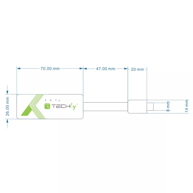 Techly Adattatore da USB 3.1 Type-C a RJ45 Gigabit Ethernet, bianco