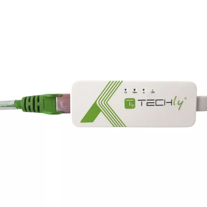 Techly Adattatore da USB 3.1 Type-C a RJ45 Gigabit Ethernet, bianco