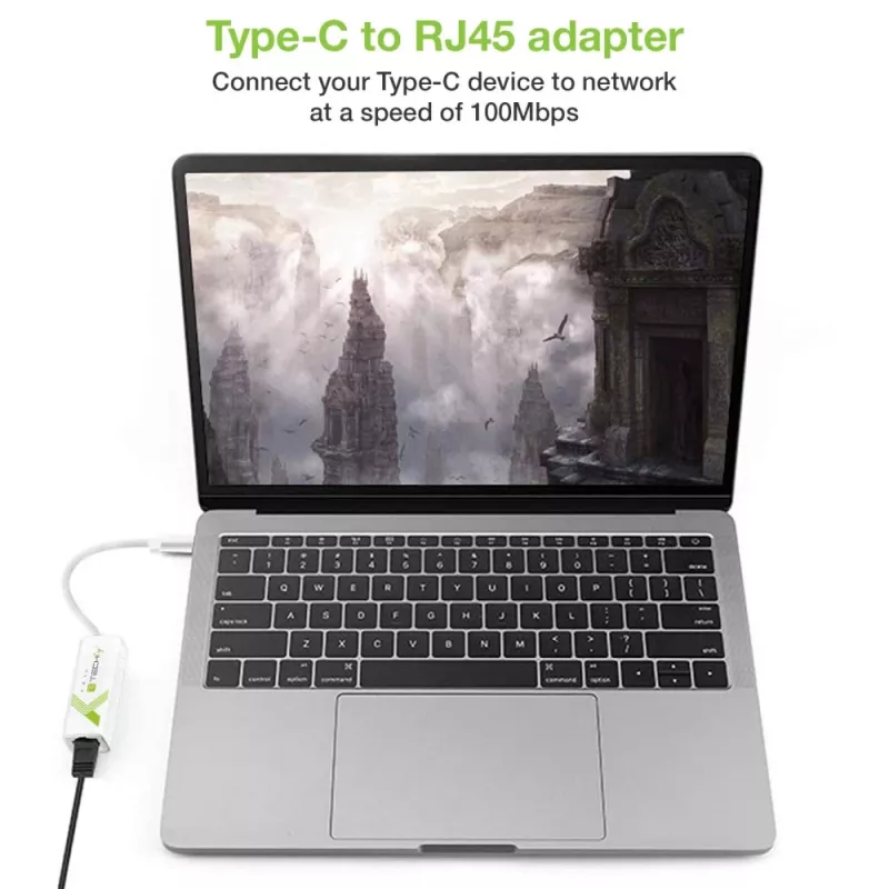 Techly Adattatore da USB 3.1 Type-C a RJ45 Gigabit Ethernet, bianco