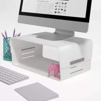 Dataflex Addit Bento® Rialzo per monitor - regolabile 120, autoportante, 20 kg, regolazione in altezza, grigio, bianco
