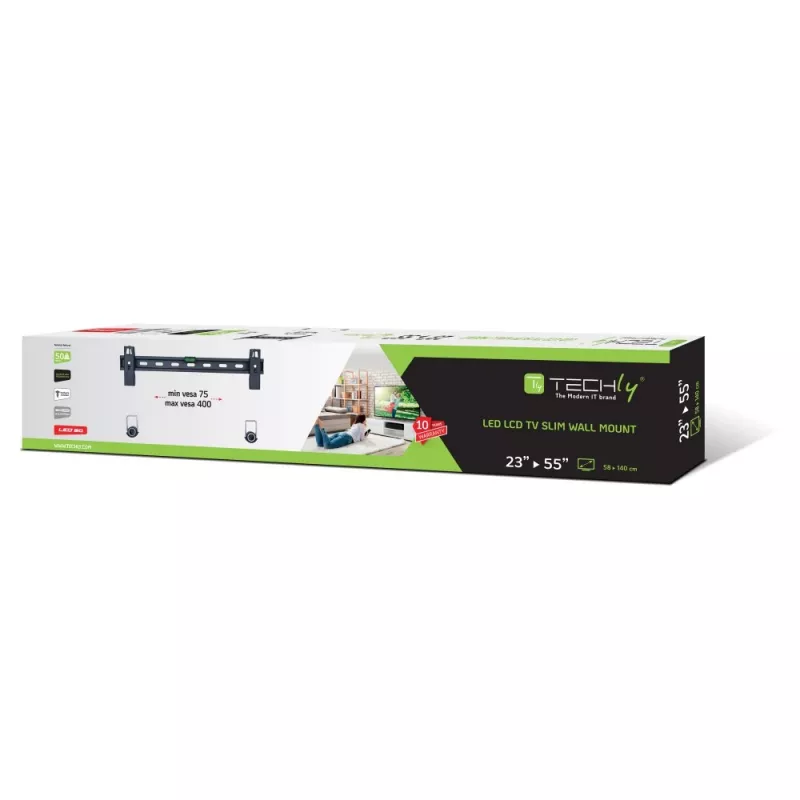 Techly supporto a parete sottile fisso per TV LED LCD 23-55