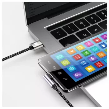 Techly cavo USB-C maschio 2.0 / USB-C maschio angolare 3A 1 m alluminio