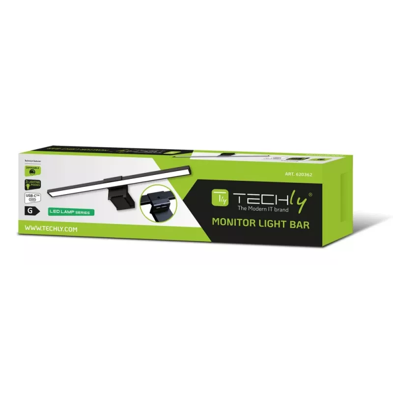 Techly I-LAMP-DSK11 lampada per monitor nero 66 250 lm
