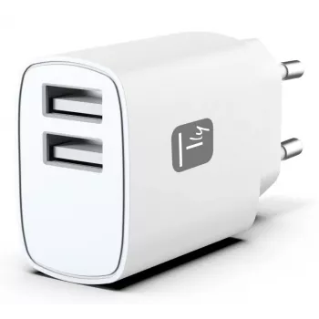 Techly IPW-USB-12W2A caricabatterie per dispositivi mobili cuffie, altoparlante portatile, powerbank, smartphone, tablet bianco AC uso interno