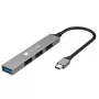 Techly IUSB32-HUB4C-3U2SLS Docking station/Replicatore di porte per laptop con filo USB 3.2 Gen 1 (3.1 Gen 1) Type-C grigio