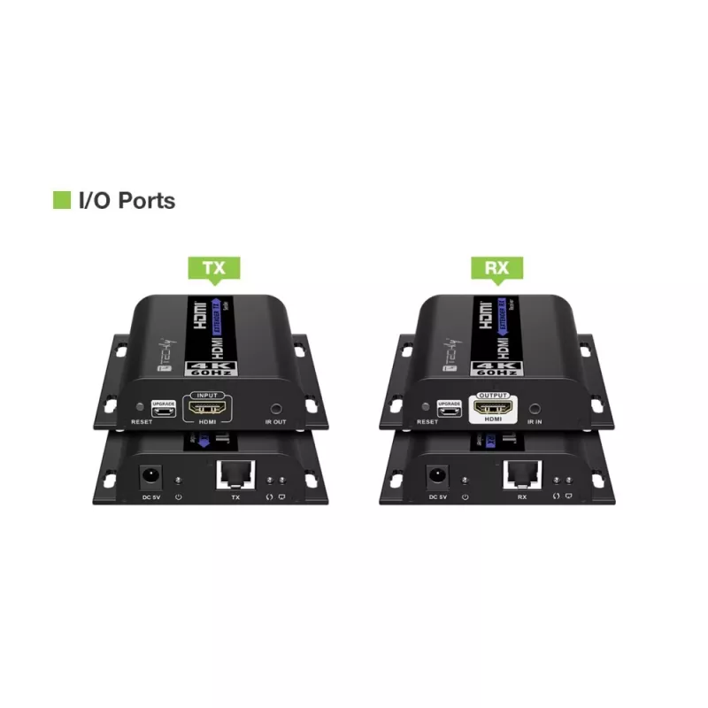 Techly IDATA EXTIP-483 extender AV trasmettitore e ricevitore AV nero