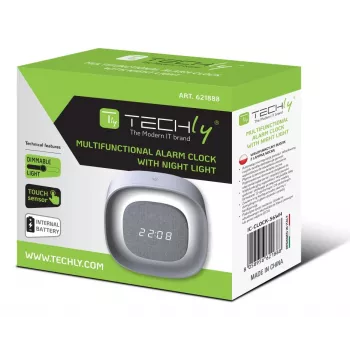 Techly IC-CLOCK-56WH sveglia sveglia digitale grigio, bianco