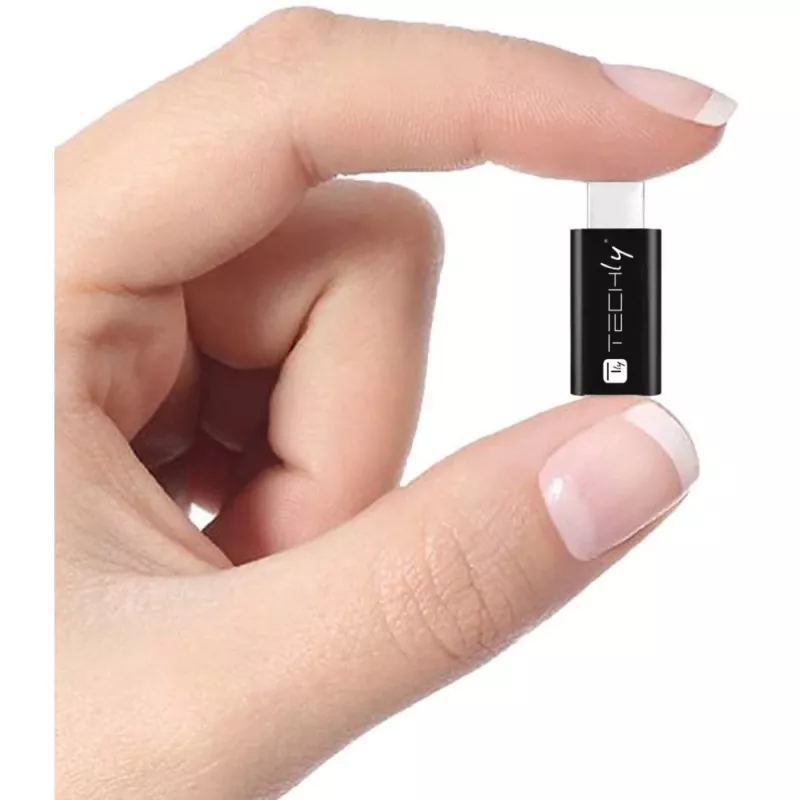 Techly IADAP USBC-MBKT adattatore cambio genere cavo Micro-USB nero