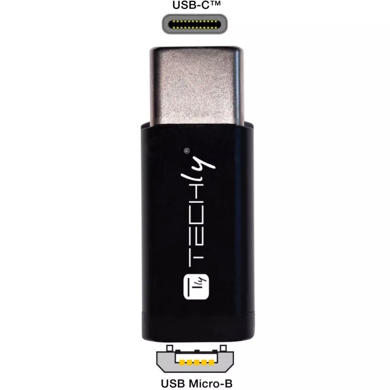 Techly IADAP USBC-MBKT adattatore cambio genere cavo Micro-USB nero