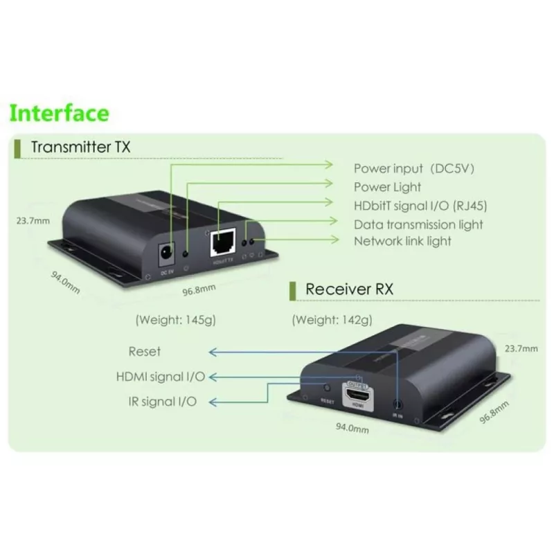 Techly ricevitore extender IR HDMI HDbitT aggiuntivo su cavo Cat.6 oltre 120 m