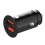 Techly mini caricabatterie auto 2 porte USB-A Quick Charge 3.0 36W in nero metallo