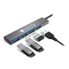 Techly IUSB32-HUB4A-4U3SL docking station/replicatore di porte per laptop con filo USB 3.2 Gen 1 (3.1 Gen 1) Type-A grigio