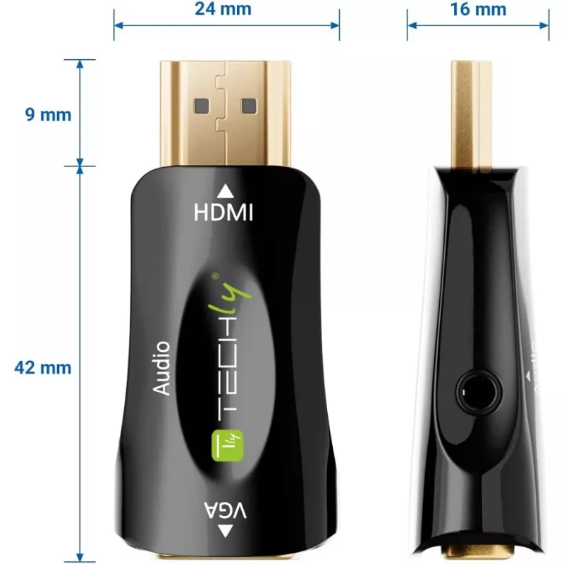 Techly IDATA HDMI-VGA2MABT2 convertitore di segnale video convertitore video passivo 1920 x 1080 pixel