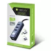 Techly IDATA USB-ETGIGA3AA dock/replicatore di porte per laptop con filo USB 3.2 Gen 1 (3.1 Gen 1) Type-A nero, argento